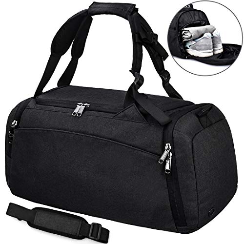 NEWHEY Sporttasche Männer Reisetasche mit Schuhfach Gym Fitness Tasche mit Rucksack-Funktion 40 Liter Handgepäck Weekender Groß für Herren
