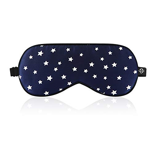 LONFROTE Sterne Seide Schlaf Augenmaske Schlafmaske mit Ohrstöpsel und Tragetasche, Leicht & Bequem und Verstellbar, Super Weiches Material für Herren und Frauen Reisen Funktioniert Schlafbrille