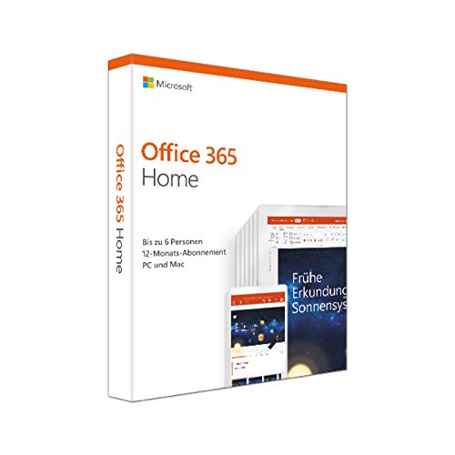 Microsoft Office 365 Home multilingual | 6 Nutzer | Mehrere PCs / Macs, Tablets und mobile Geräte | 1 Jahresabonnement | Box