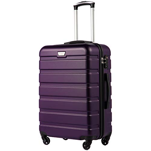 COLIFE Hartschalen-Koffer Trolley Rollkoffer Reisekoffer mit TSA-Schloss und 4 Rollen(Violett, Handgepäck)