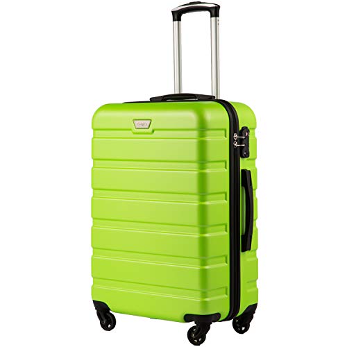COOLIFE Hartschalen-Koffer Trolley Rollkoffer Reisekoffer mit TSA-Schloss und 4 Rollen(Grün, Handgepäck)