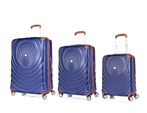 Verage Spiral ABS Hartschale Trolley 3er Set-S-M-L (Blau), 4×360 Grad Doppelrolle Reisekoffer, TSA integriert, erweiterbar