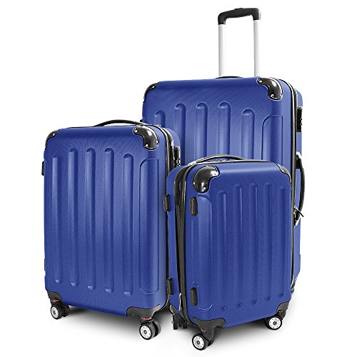 BERWIN® Kofferset 3-teilig Reisekoffer Trolley Hartschalenkoffer ABS Teleskopgriff (Navy Blau)