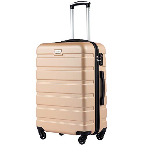 COOLIFE Hartschalen-Koffer Trolley Rollkoffer Reisekoffer mit TSA-Schloss und 4 Rollen(Gold, Handgepäck)