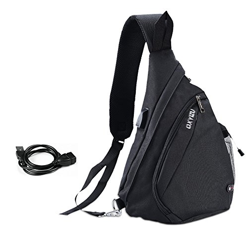 VBIGER Brusttasche Schultertasche Herren Sling Rucksack Outdoor Brusttasche Sport Schultertasche mit USB Kabel und Ladeanschluss