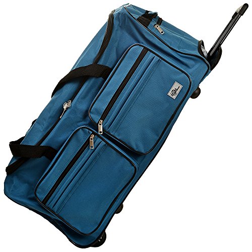 DEUBA XL Reisetasche | mit Trolleyfunktion | Rollen mit Kugellager | Teleskopgriff | abschließbar 85 Liter in Blau Sporttasche Reisetrolley Gepäcktasche