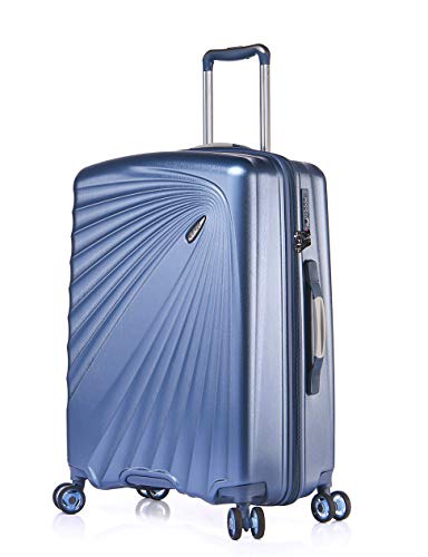 Verage Kinetic Leichter Hartschalen-Koffer (M-66cm-84 Liter, Metallic Blau), TSA integriert, 4 Rollen ABS/PC Trolley mit Sicherheits-Reißverschluss