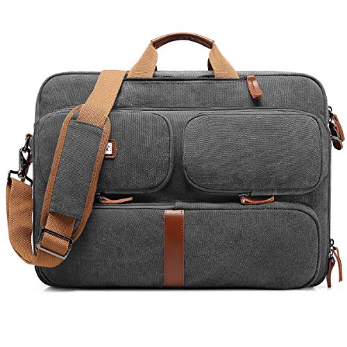 CoolBell umwandelbar Messenger Bag Aktentasche Rucksack Herren Umhängetasche 17,3 Zoll Business Backpack Laptoptasche Notebook Schultertasche Kuriertasche Mehrzweck Reiserucksack(Canvas Grau)