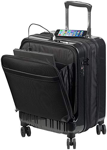Xcase Koffer: Handgepäck-Trolley mit Dehnfalte, Powerbank-Anschluss, TSA, 34/39 l (Business Trolley)