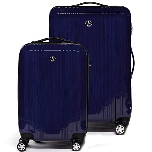 FERGÉ Kofferset 2-teilig Hartschale 55 cm Cannes Handgepäck & XL Koffer Trolley-Hartschalenkoffer Set 4 Rollen blau