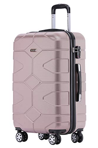 BEIBYE – TSA Schloß 2035 Hartschale Reisekoffer Koffer Handgepäck Trolley (Rosagold, L)