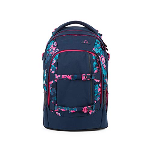 satch Pack Awesome Blossom, ergonomischer Schulrucksack, 30 Liter, Organisationstalent, Blau/Pink/Türkis
