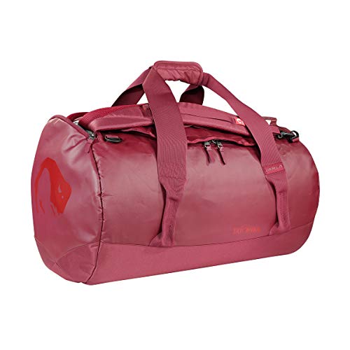 Tatonka Barrel M Reisetasche – 65 Liter – wasserfeste Tasche aus LKW-Plane mit Rucksackfunktion und großer Reißverschluss-Öffnung – Rucksacktasche – unisex – bordeaux rot