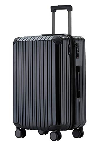 Münicase M816 TSA-Schloss Koffer Reisekoffer Trolley Kofferset Hardschale Boardcase (Schwarz, Großer Koffer)